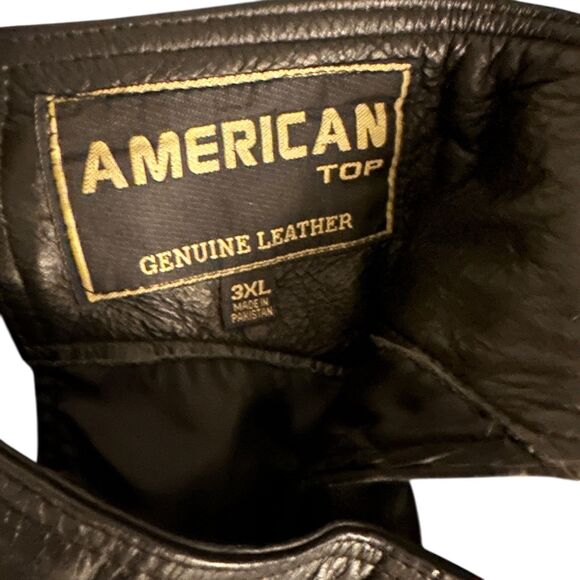American Top Black Leather Zipper Adjustable Belt Motorcycle Chaps Plus Size 3X - Picture 8 of 9